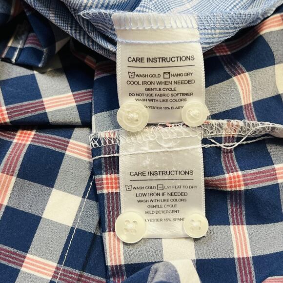 Mizzen+Main Shirt Mens Medium Blue Plaid Performance Dress Stretch Classic Fit - Picture 7 of 13